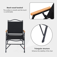 Chaise de camping pliante ENJOY 2024 en tissu Oxford 600D noir avec cadre en aluminium pour l'extérieur