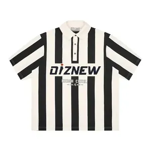 DiZNEW Polo Cotton Plain 100% Men High Street Oversized T Shirt Short Sleeve Striped Sport Custom Man T-Shirt