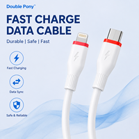 Kabel Data Pengisian Cepat Silikon Lembut Grosir Pabrik DOUBLE PONY, Kabel USB C 2A Tipe-C untuk iPhone 18