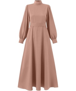 Vestido Largo Informal de Cintura Alta con Cinturón, Moda Casual para Mujer, <span class=keywords><strong>Cabaya</strong></span> Musulmana con Mangas Farol para Verano - Product Image 3