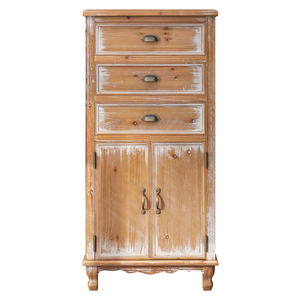 Rustic Wooden <b>Storage</b> Cabinet With 3 Drawers And Doors Tall <b>Narrow</b> Organizer For Living Room Bedroom Natural Finish - Product Image 6