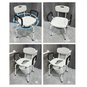 Chaise de toilette pliante Hongtu 68101 en alliage d'aluminium blanc avec siège et dossier pour la sécurité dans la salle de bain - Product Image 3
