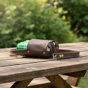 Housse de canette et de bouteille en cuir PU durable et moderne pour le camping en plein air, cadeaux de bienvenue personnalisés - Product Image 5
