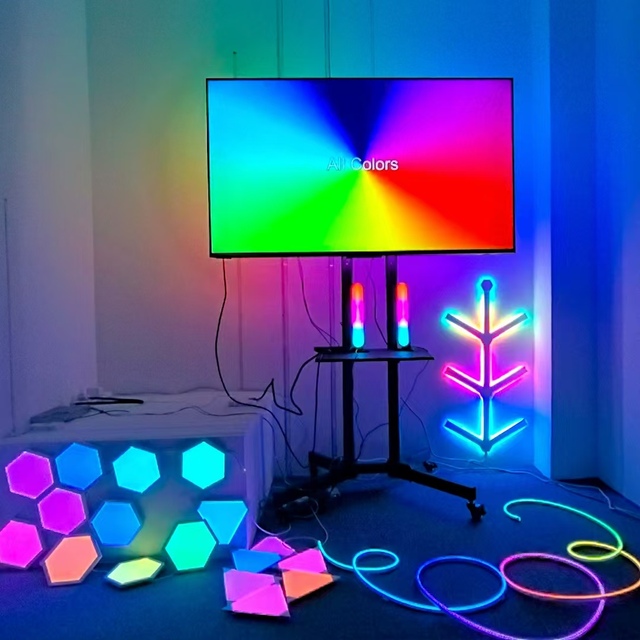 Latest Version 2.1 Color Chasing LED TV Backlight Strip Light Sync Box Smart RGBIC Light Kit for 55-120 Inch Screen Monitor