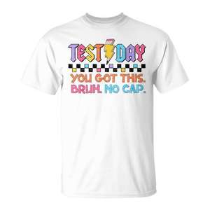 Camiseta de motivación para el día de examen, manga corta, cuello redondo, unisex, para adultos, impresión digital, regreso a la escuela - Product Image 1