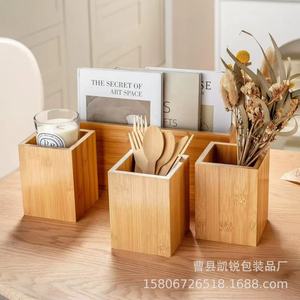 Caja de cubiertos de madera con múltiples compartimentos, soporte para cuchillos, organizador de utensilios de cocina para mesa de comedor y cocina - Product Image 2