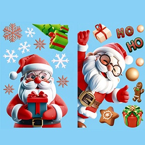 Hạnh Phúc giáng sinh PVC tường <span class=keywords><strong>Sticker</strong></span> Set Cây giáng sinh bông tuyết bức tranh tường Santa Claus Elk cửa sổ Đề can dán - Product Image 5