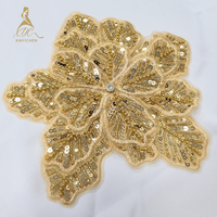 Kualitas tinggi 3D bunga berlian besar payet dengan manik-manik bordir DIY kerah & Corsage bordir Applique untuk pakaian gaun