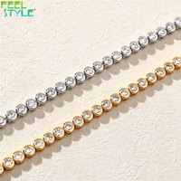 Bracelet tennis rond de 4 mm serti de zircone cubique, en laiton, bracelet tennis serti de zircone cubique, bijoux de mode pour femmes