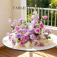 Centre de table en fleurs artificielles en soie au toucher réel, arrangement floral artificiel de luxe pour mariage, banquet, décoration de table à domicile