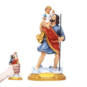 Factory Direct Sales New Pillar Of Saint Joseph With Jesus Decorations Religious Tabletop Gifts Resin Crafts