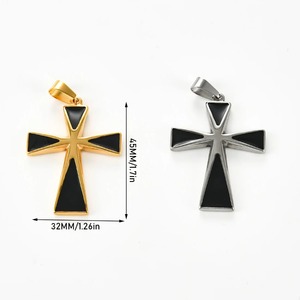 Pendentif croix colorblock en acier inoxydable pour collier chaîne, pour femmes et hommes, breloques de prière, cadeaux, accessoire de bijoux chrétien DIY - Product Image 6