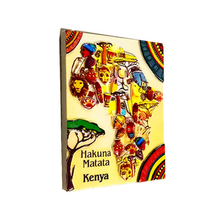 Aimant de réfrigérateur 3D en résine personnalisé avec carte du Kenya, Afrique, art tribal Hakuna Matata, souvenir de <span class=keywords><strong>voyage</strong></span>, décoration de la maison et de la cuisine, autocollant magnétique, cadeau - Product Image 1