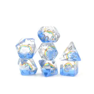 โรงงานที่กําหนดเองขายส่ง 7pcs Dnd ลูกเต๋าเรซิ่น D6 ลูกเต๋า Rpg Dnd เกมขายร้อน Polyhedral โลหะ 6 ด้าน Dnd ลูกเต๋าชุด