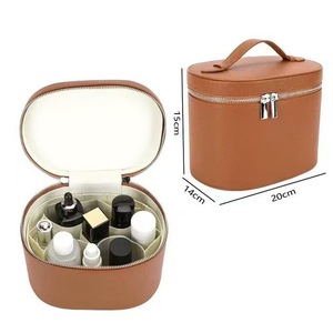 Organisateur de maquillage de voyage en cuir PU de grande capacité portable pour femmes - Product Image 4