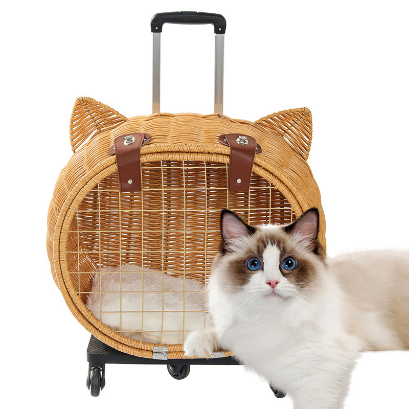 Buy Wicker Cat Carrier Mesh Design for Ventilation