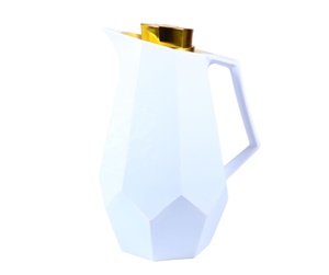 Carafe à café thermique en forme de diamant de 1000 ml - Noir et blanc avec couvercle doré, thermos à double paroi isolé sous vide pour la maison et le bureau - Product Image 2