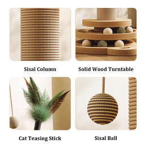 Commercio all'ingrosso resistente verticale in legno massello giradischi giocattolo gatto Sisal tiragraffi per auto-intrattenimento gatti gatto alberi Scratcher - Product Image 2