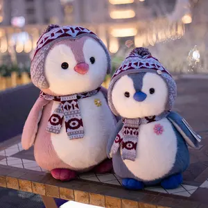 Игрушки Songshan, новые 2024, оптовая продажа, четыре цвета, персонализированные плюшевые милые шапки и шарф, мягкие игрушки, игрушки, пингвин, кукла, подарок для детей