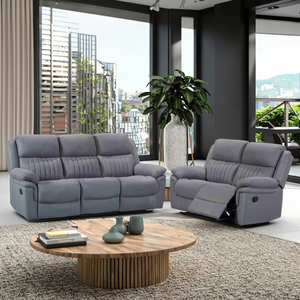3 + 2 ग्रे कपड़े रिक्लियर सोफा सेट मैनुअल आधुनिक रेक्लियर सोफे आरामदायक गति रेस्टक्लियर - Product Image 1