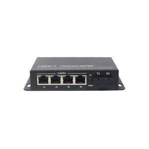 Convertisseur de média Ethernet 4RJ45 + 1SC, fibre monomode 10/100M 1310nm 20km avec isolation VLAN - Product Image 3