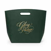 Bolsa de Compras de Papel Especial Ecológica de Lujo Personalizada, Color Verde Oscuro, Asas Troqueladas, Logotipo en Lámina Dorada, Reciclable, para Ropa de Moda