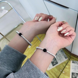 Pulsera Circular de Plata de Ley S925 con Ágata Negra para Mujer, Joyería de Moda - Product Image 3
