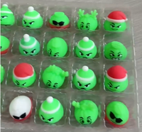 Calendrier de l'Avent de Noël 24 Jours de Surprises Boîtes Mystères Jouet Anti-stress TPR Squishy en Forme de Boulette Verte Pendentif Cadeau Mystère