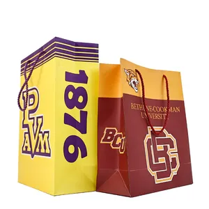 Sacola de papel com alça para sacola de compras em euro com alça impressa com logotipo personalizado