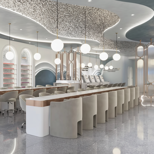 Établi de salon de manucure moderne exquis personnalisé présentoir de salon de beauté personnalisation pour la conception de décoration intérieure de salon - Product Image 1