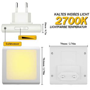 Modern Square LED Night <b>Light</b> with Dusk to Dawn <b>Sensor</b> Stepless Dimming 2700K Warm White <b>Indoor</b> Use - Product Image 2