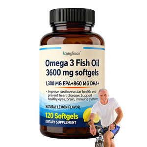 שמן דגים אומגה <span class=keywords><strong>3</strong></span> מותג פרטי 3600 מיליגרם כמוסות רכות, תוסף חומצות שומן חיוניות הטוב ביותר, תומך בבריאות העיניים, המוח והמערכת החיסונית - Product Image 1