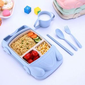 Ensemble de vaisselle pour bébé et tout-petit, assiettes et bols personnalisés à thème de dessin animé, vaisselle pour enfants en paille de blé - Product Image 4