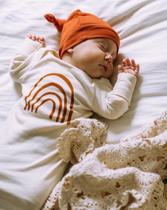 Verano primavera unisex niño y niña Arco Iris estampado ropa de dormir Bebé orgánico anudado saco de dormir Pijamas - Product Image 1