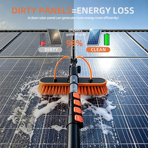 Brosse de nettoyage de fenêtres en aluminium écologique <span class=keywords><strong>pour</strong></span> panneaux solaires, avec perche télescopique à alimentation en eau, vente en gros d'usine - Product Image 1