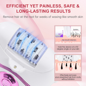 SOLIMPIA HT-592 Épilateur électrique pour femmes - Sans douleur, rechargeable, lumière LED, rasoir pour le bikini et les jambes - Product Image 5