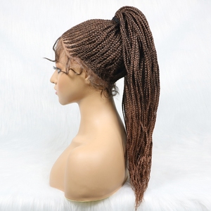 <span class=keywords><strong>Jennifer</strong></span> – perruque frontale tressée, cheveux humains, queue de cheval Afro, chaleur, sans colle - Product Image 5