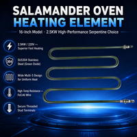 Élément chauffant serpentin ondulé OEM 16 pouces pour gril salamandre, 2,5 kW, 220 V, en acier inoxydable 304, oxyde vert, pour four de finition commercial