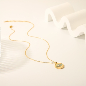 Collane alla Moda in Acciaio Inossidabile Placcato Oro 18K con Ciondolo a Forma di Evil Eye con Cristalli Incastonati - Product Image 4