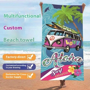 Khăn khô nhanh hai mặt sợi nhỏ khăn tắm lông cừu thấm nước bãi biển phim hoạt hình tùy chỉnh logo xuyên biên giới - Product Image 2