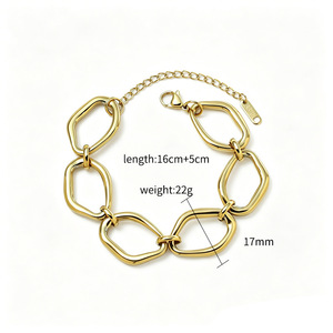 Geometric Irregular Chain <b>Bracelet</b> <b>Set</b> Gold And Silver Stainless Steel Jewelry For Women Fashion Statement Piece - Product Image 4