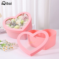 Caja de Regalo en Forma de Corazón de Color Sólido Qibai, Caja de Dulces para Boda con Doble Cubierta Transparente de PVC, Jabón de Flores para el Día de San Valentín