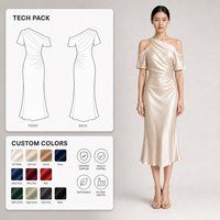 Robe longue asymétrique en satin champagne pour femme, drapée, à taille froncée, manches courtes, style nuisette, pour soirée, vente en gros OEM, directement de l'usine