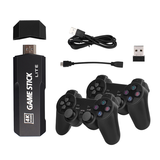 Mini Classic Retro Portable 4K HD TV Game Console with Dual Wireless 2.4GHz Controllers Supporting FC/GB/SFC Games