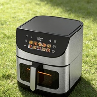 Cuisinière à air chaud à poignée rotative, panier unique, nouveau design 2025, 8 à 10 L, écran tactile numérique, fenêtre de visualisation, surface en acier inoxydable, cuisson rapide