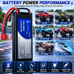 2S 7.4V 7000mAh 55C Lipo Pil Kutusu Sert Kılıf T Deans EC5 Konnektörü RC Araba Uçak FPV Kamyon SCX10 102535 İçin - Product Image 5
