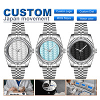 Montres-bracelets transparentes de luxe pour hommes en gros OEM, montres mécaniques étanches en acier inoxydable pas chères pour femmes et hommes