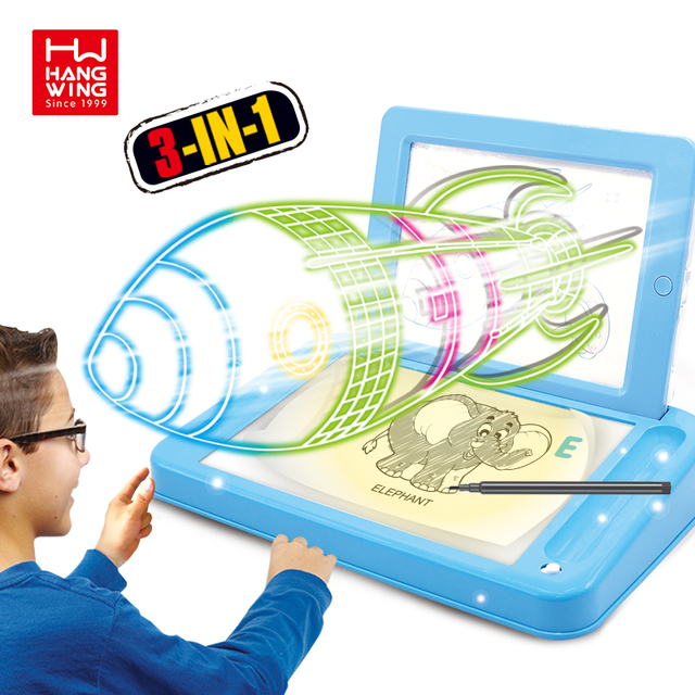 Wholesale Erasable Preschool Kids Glowing New Style Educational Toy With Glasses Neon Light 3D Magic Drawing Board