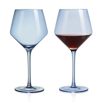 Lot de 6 verres à vin en cristal transparent sans plomb, avec pied, colorés (rose, bleu, blanc, rouge) pour mariage