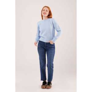 Maglione da Donna a Collo Tondo, Blu Chiaro, Manica Lunga, Anti-Pilling, Casual, Lavorazione a Maglia 14 Gg - Product Image 5